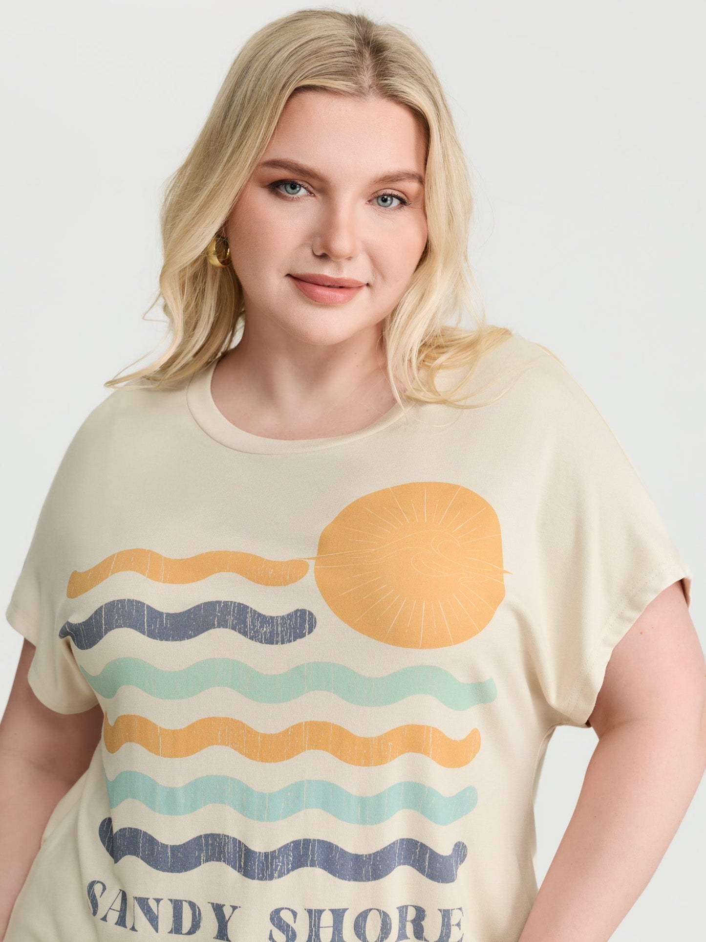 Sandy Shore Print Round Neck T-Shirt
