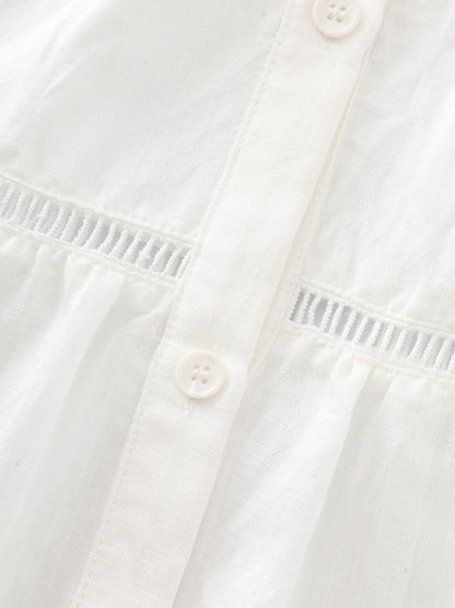 Supersoft Lace Trim Tiered Plain Open-Front Shirt