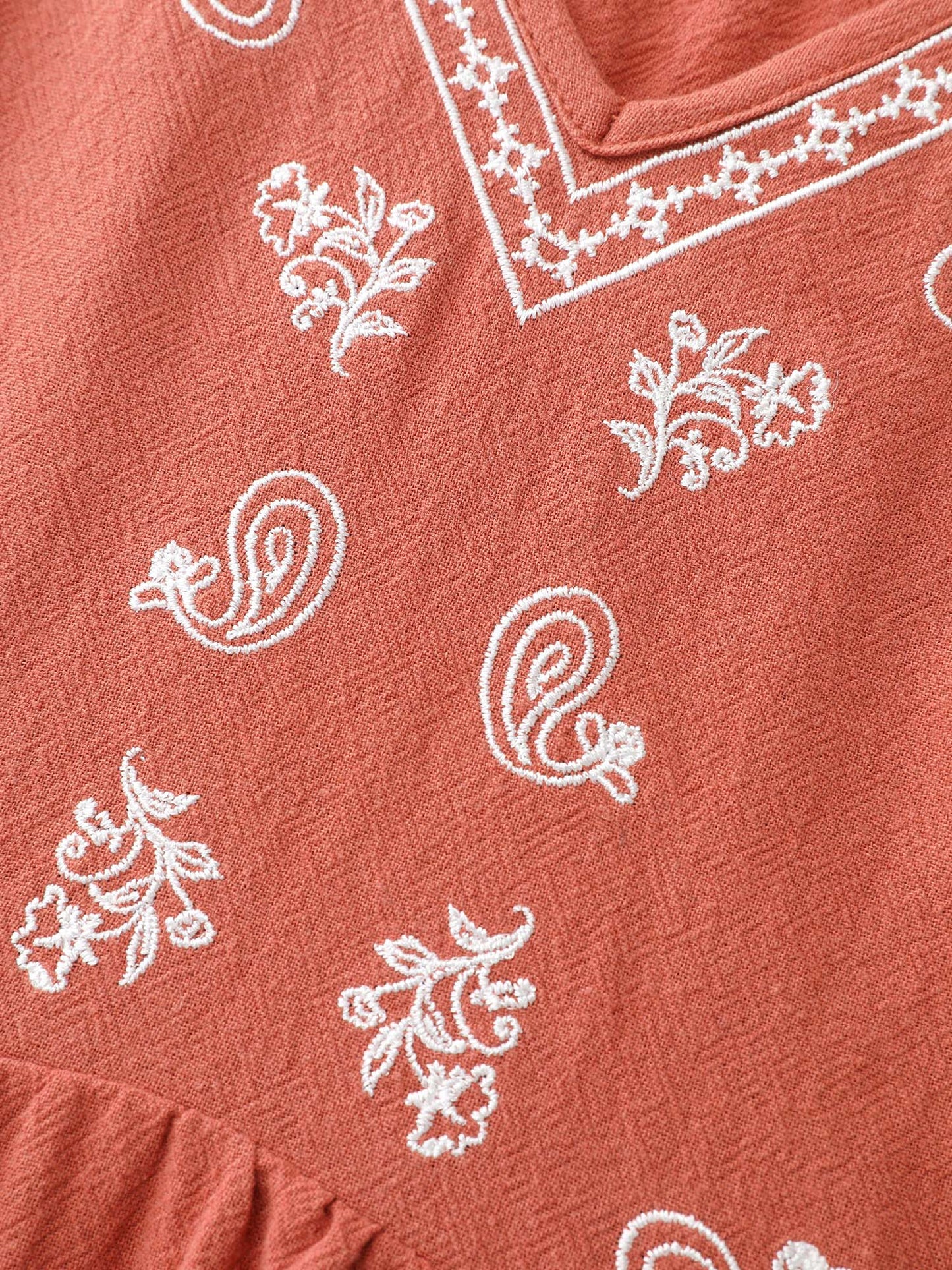 Pure Cotton Embroidered Adjustable Shoulder Midi Dress