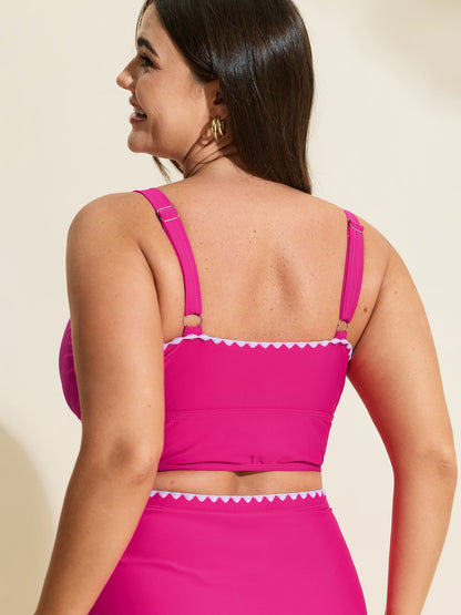 Color Contrast Embroidered Swim Top