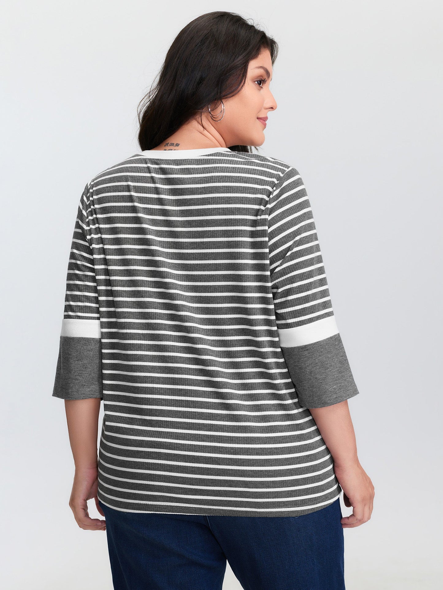 Monochrome Stripes Round Neck T-Shirt