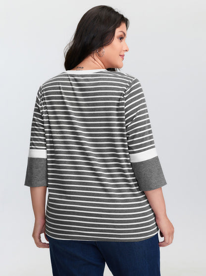 Monochrome Stripes Round Neck T-Shirt