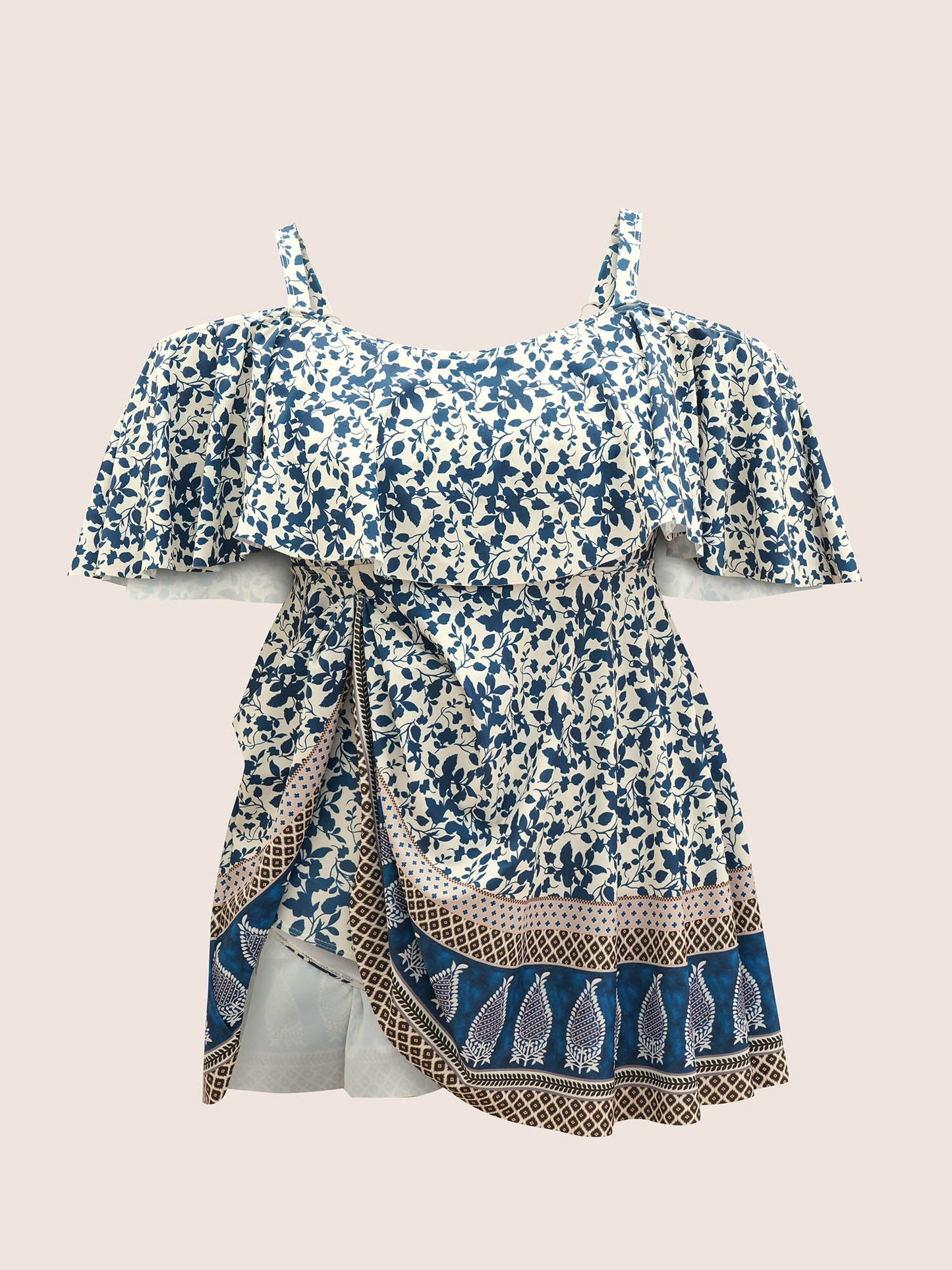 Bandana Print Cold Shoulder Swim Dress