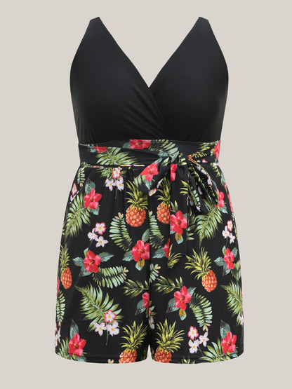 Tropical Floral Pockets One-Piece Swimsuit
