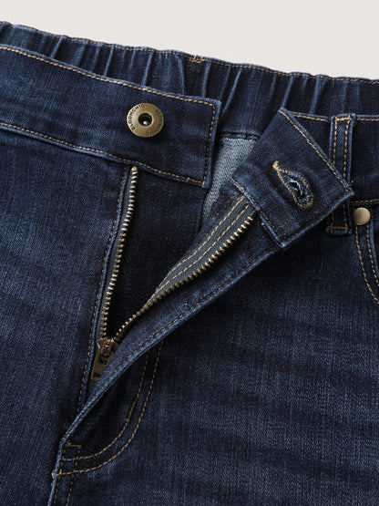 Elastic Back Waist Skinny-Fit Denim Shorts