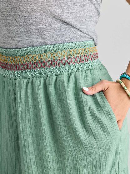 Tiered Shirred Waist Flare Pants