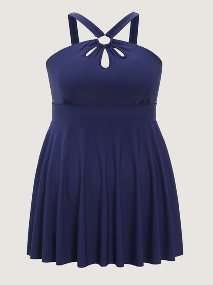 Keyhole Neckline Flowy Swim Dress