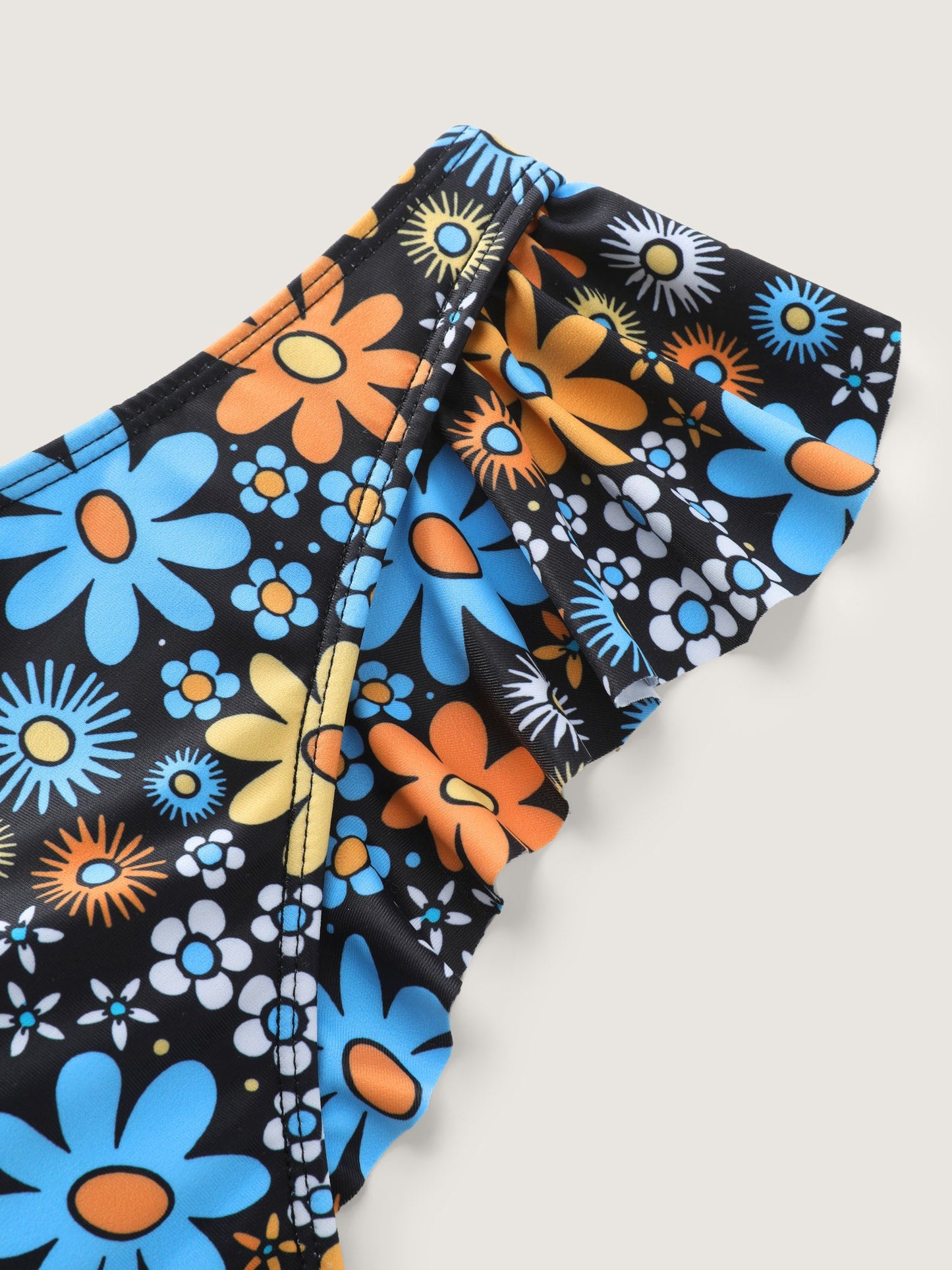 Anti-Float Tie Floral Pattern Swim Dress