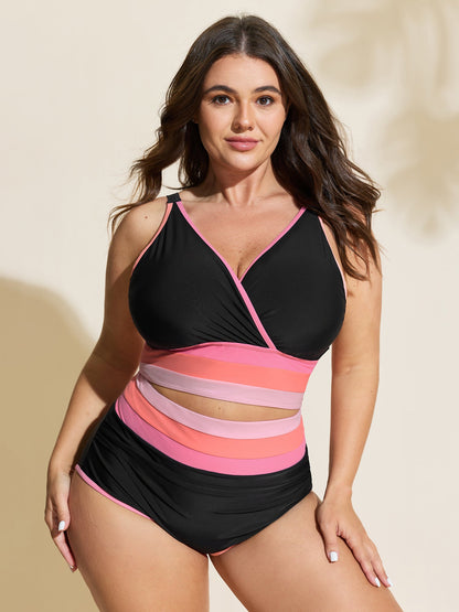 Color Contrast Stretchy Swim Top