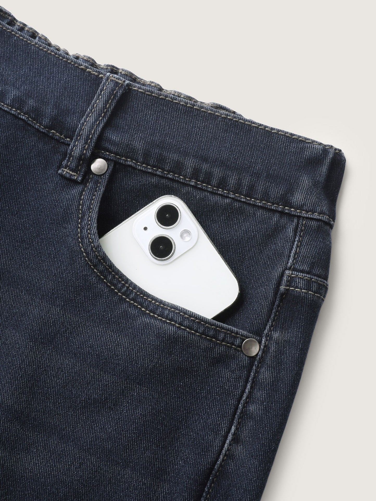Pull-On Stretchy-Waist Wide-Leg Jeans