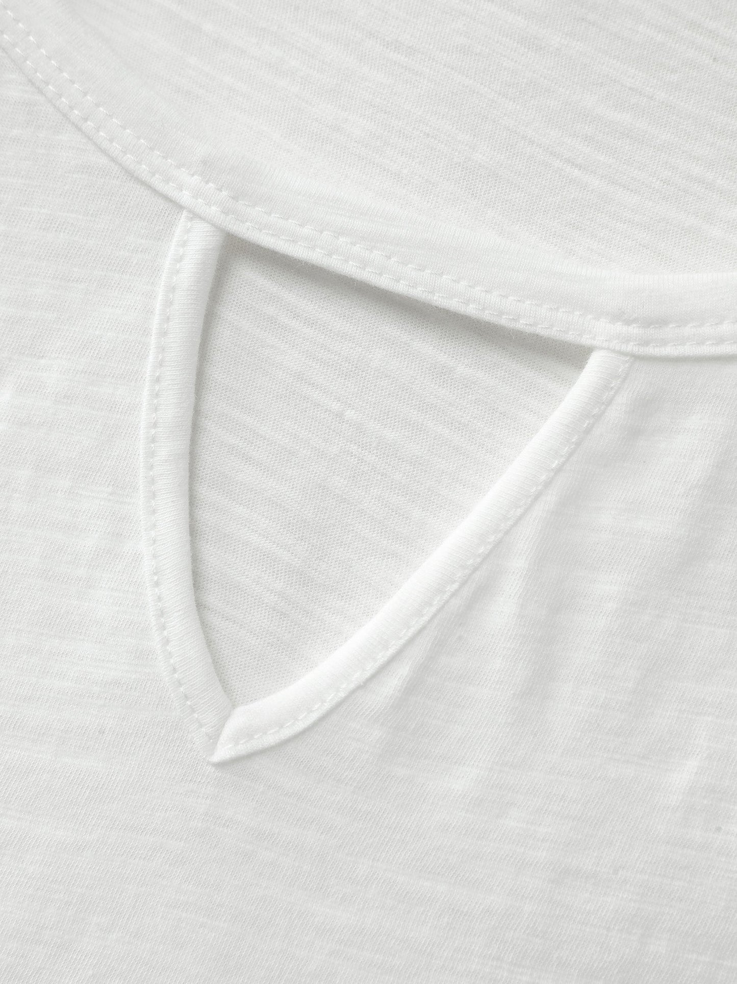 Pure Cotton Keyhole Neckline Flowy T-Shirt