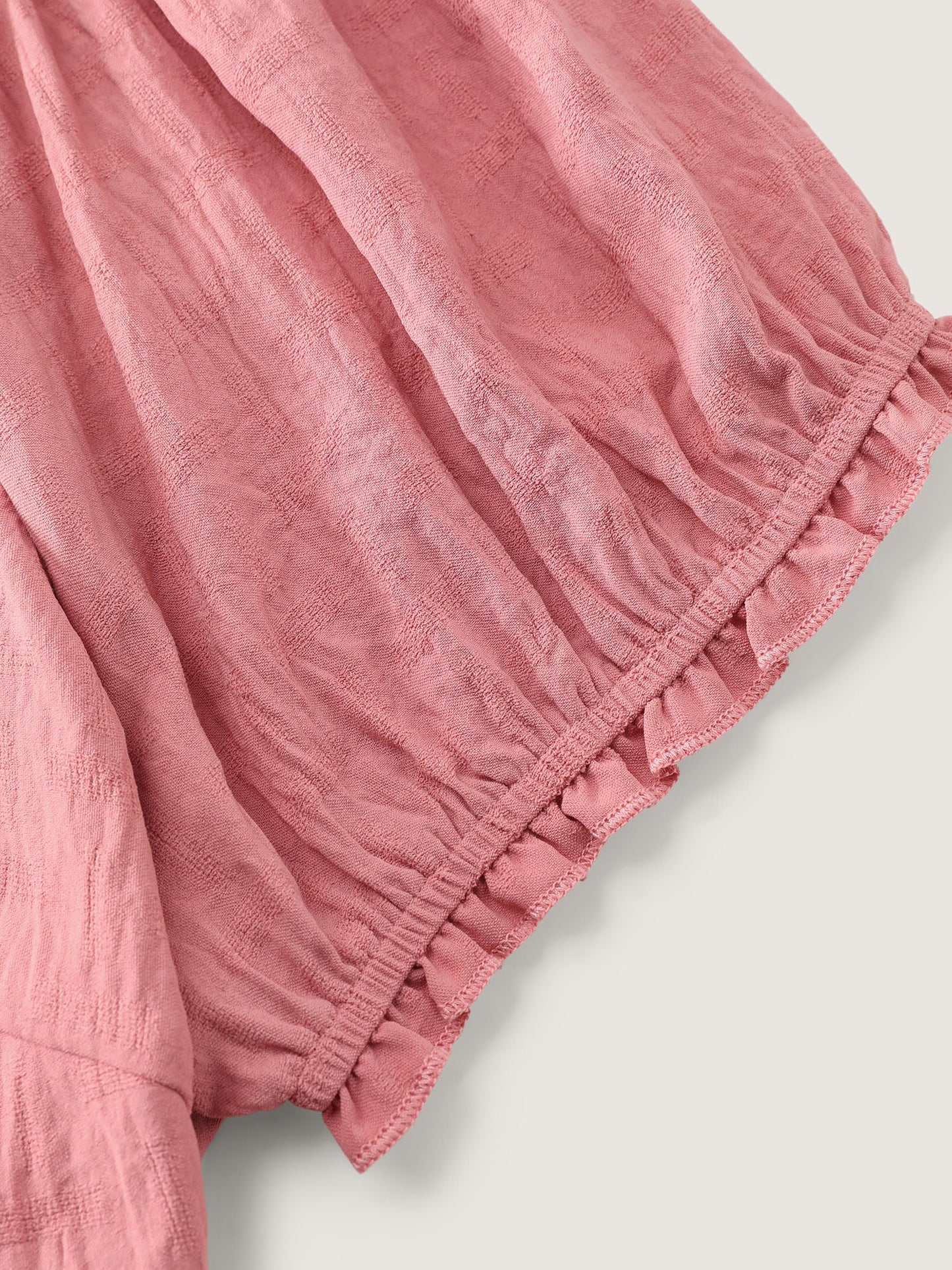 Lace Trim Ruffled Hem Plain Blouse