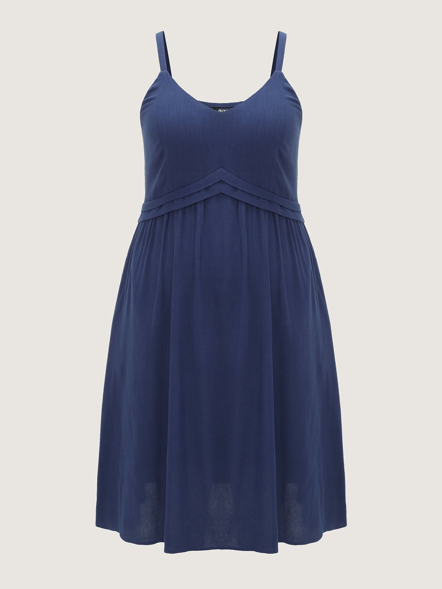 Stretchy Pleated Waist Flowy Fit Midi Dress