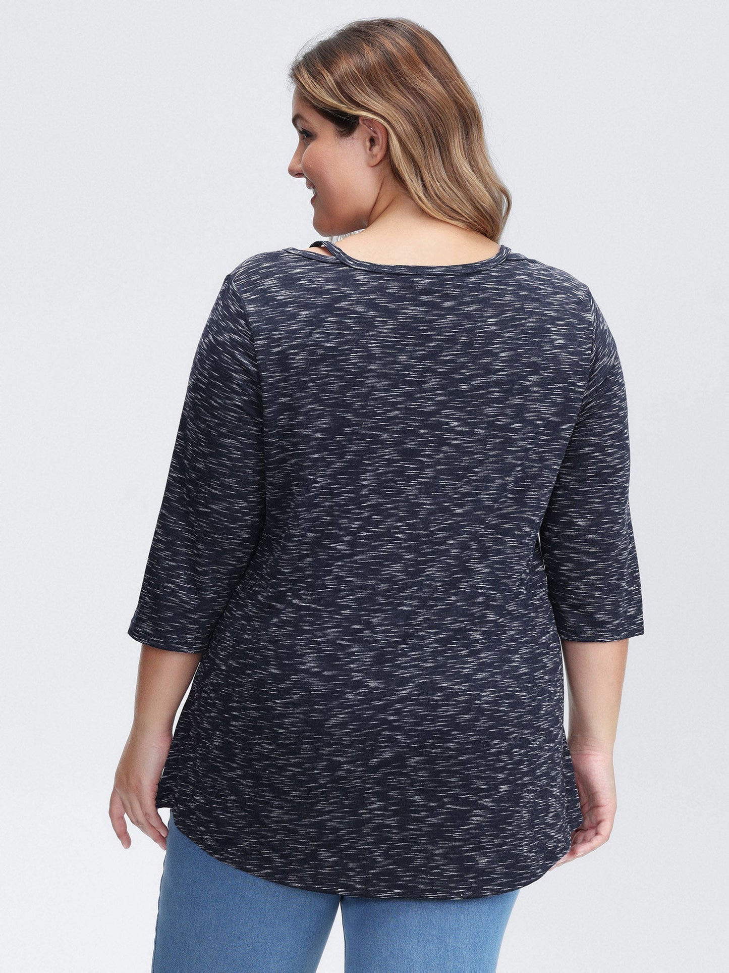Heather Cut-Out Neckline T-Shirt