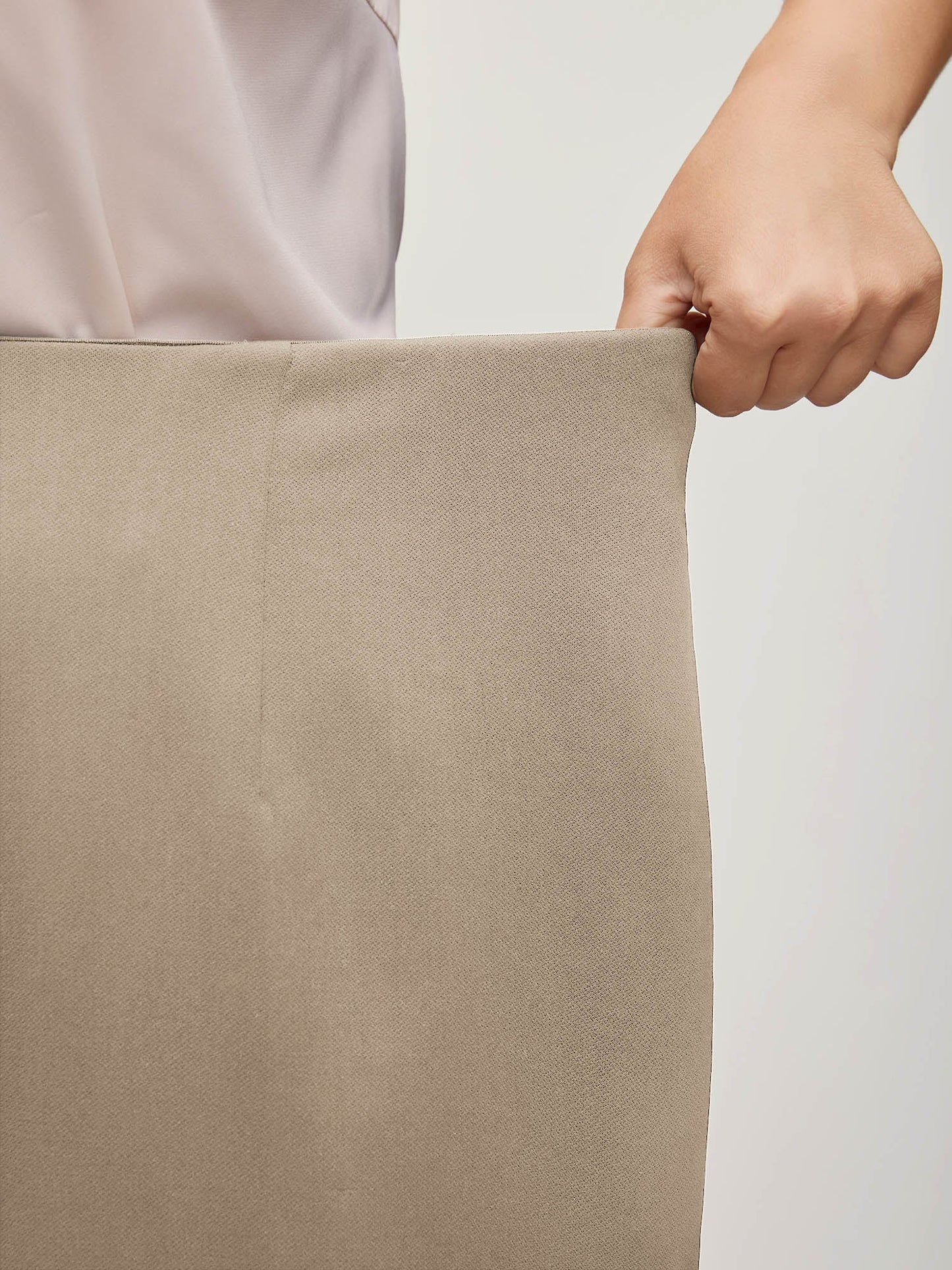 Solid Elastic Waist Pleated Wide Leg Pants