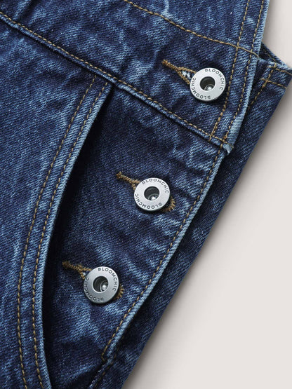 plus size Cotton Relaxed-Fit Side Button Overall Denim Jumpsuit