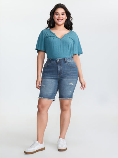 Stretchy Mid-Rise Denim Shorts