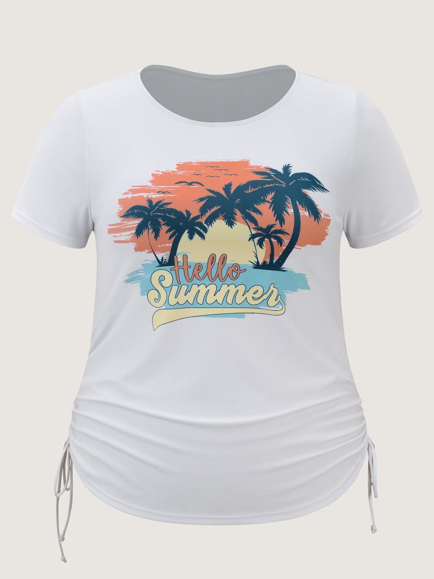 Sunkissed Pattern Side Drawstring Swim Top
