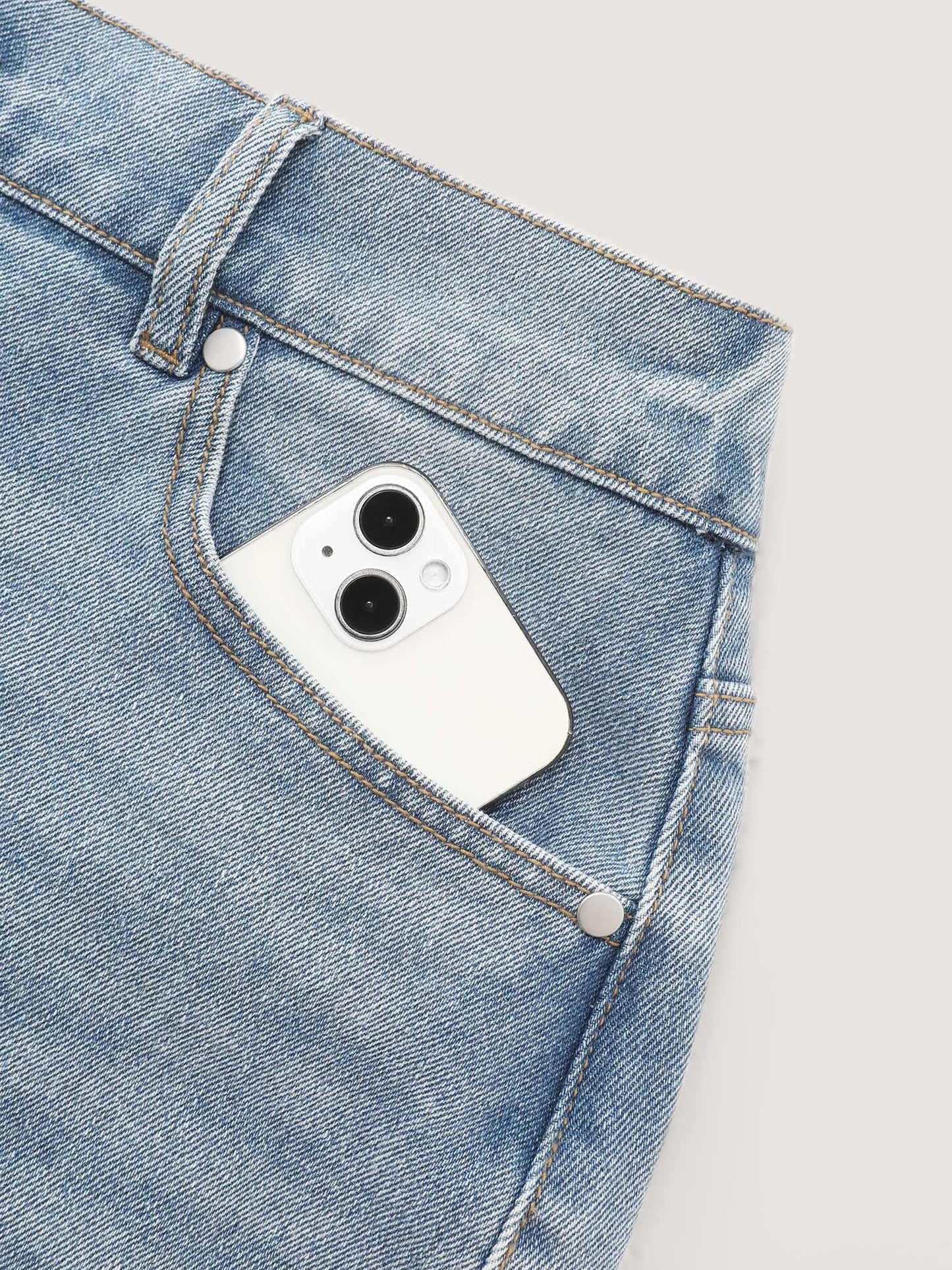 Stretchy Waist Faded Denim Shorts