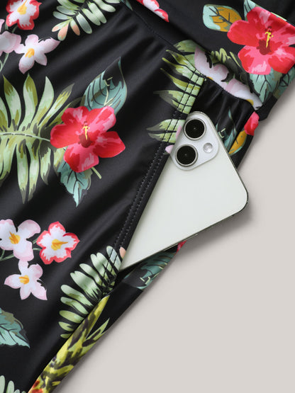 Tropical Floral Pockets One-Piece Swimsuit