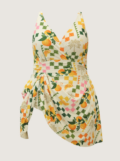 Anti-Float Tie Citrus Print Swim Dress