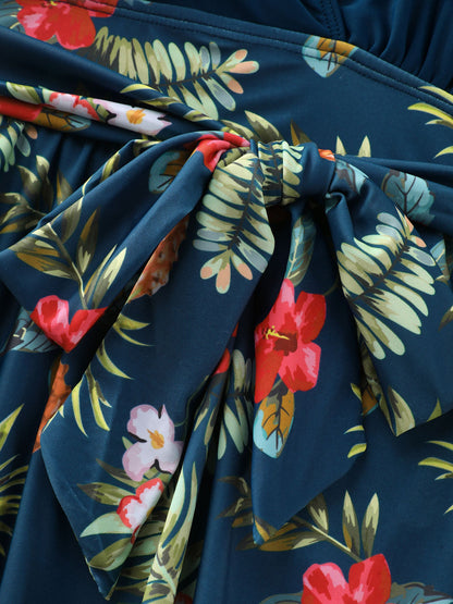 Tropical Floral Pockets One-Piece Swimsuit