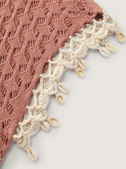 Hand Hooked Lace Waist-Tie Swim Cover-Up
