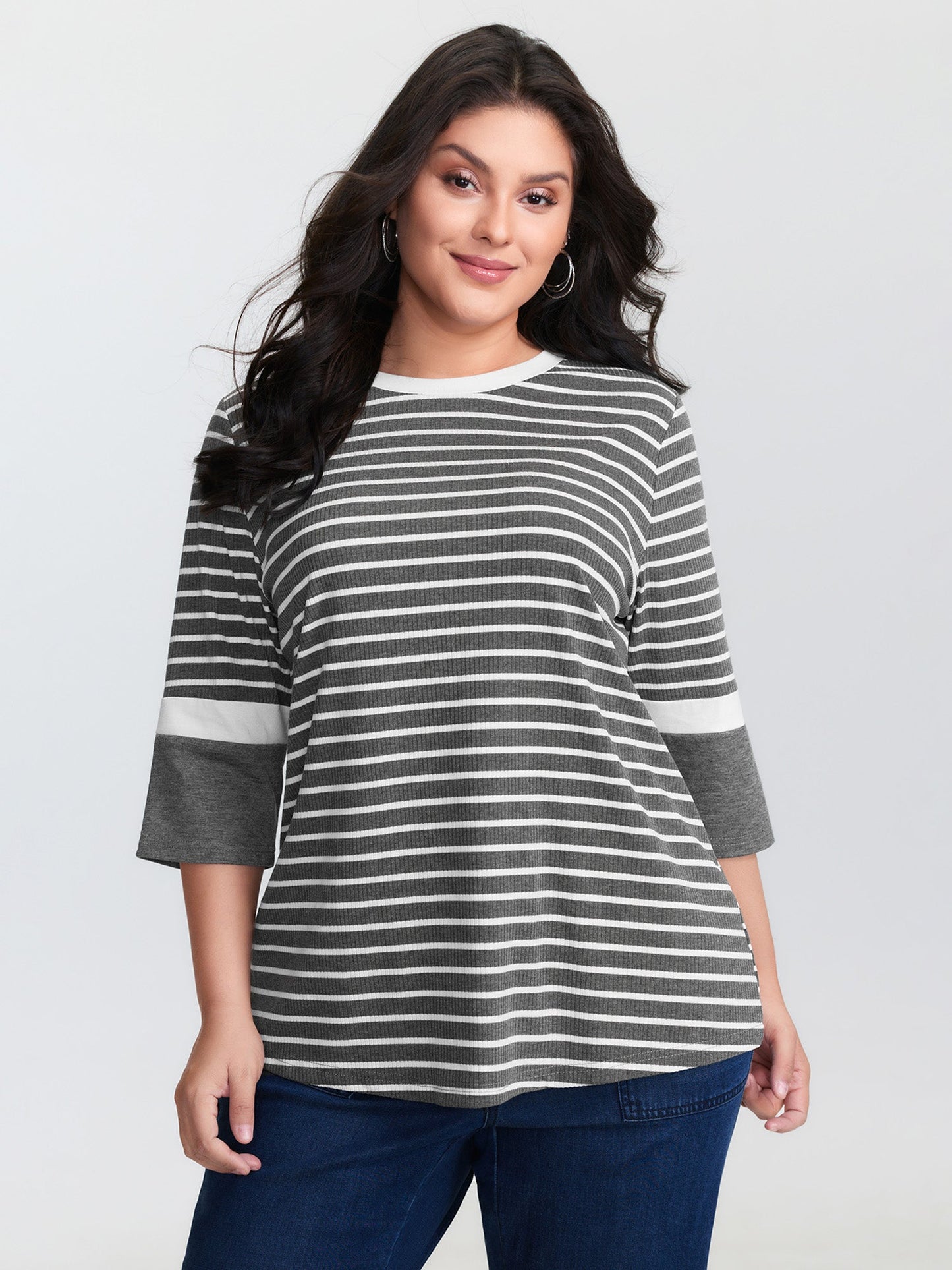 Monochrome Stripes Round Neck T-Shirt