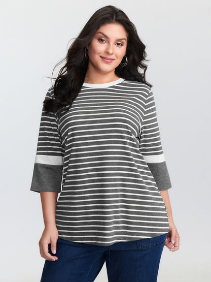 Monochrome Stripes Round Neck T-Shirt