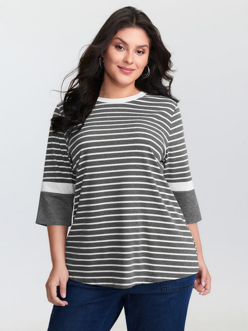 Monochrome Stripes Round Neck T-Shirt