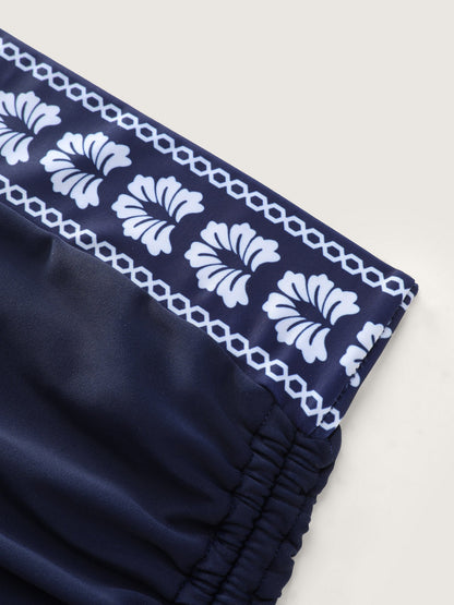 Adjustable Side Drawstring Printed Swim Bottoms