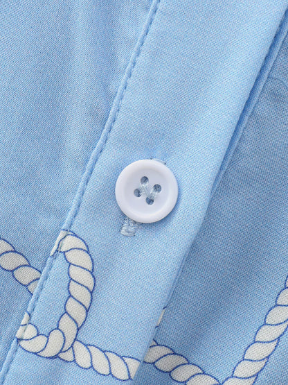 Seashell Print Button Placket Lounge Jumpsuit