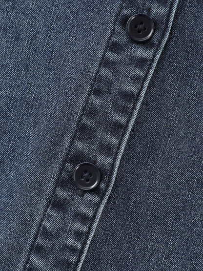 Stretchy Lotus Leaf Sleeve Denim Top