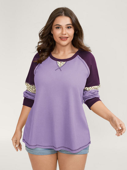 Color Contrast Waffle Knit T-Shirt