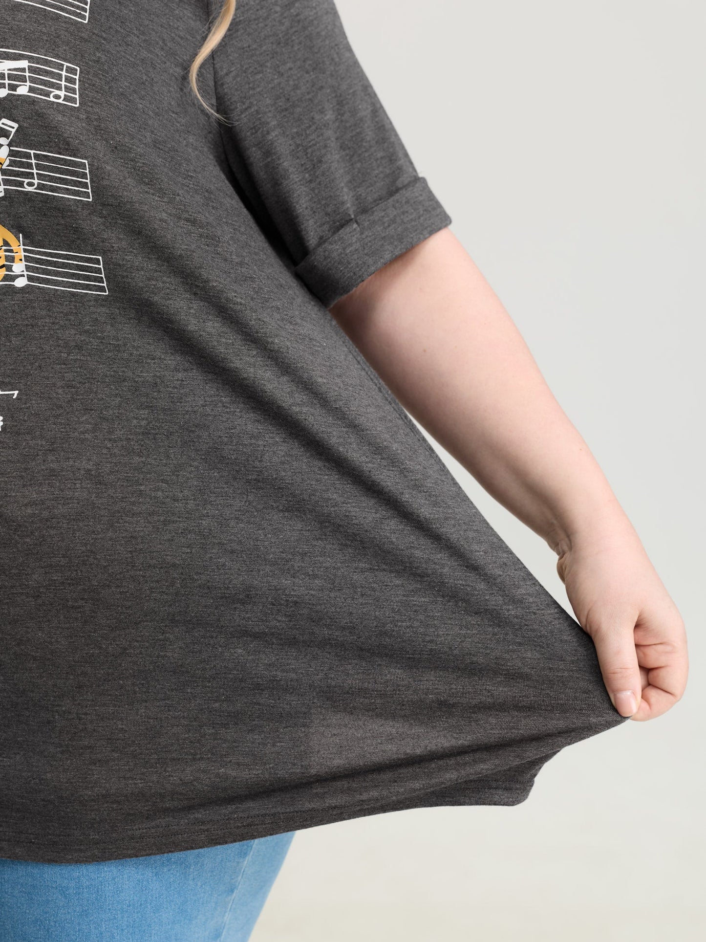 Cat Tunes Print Stretchy T-Shirt