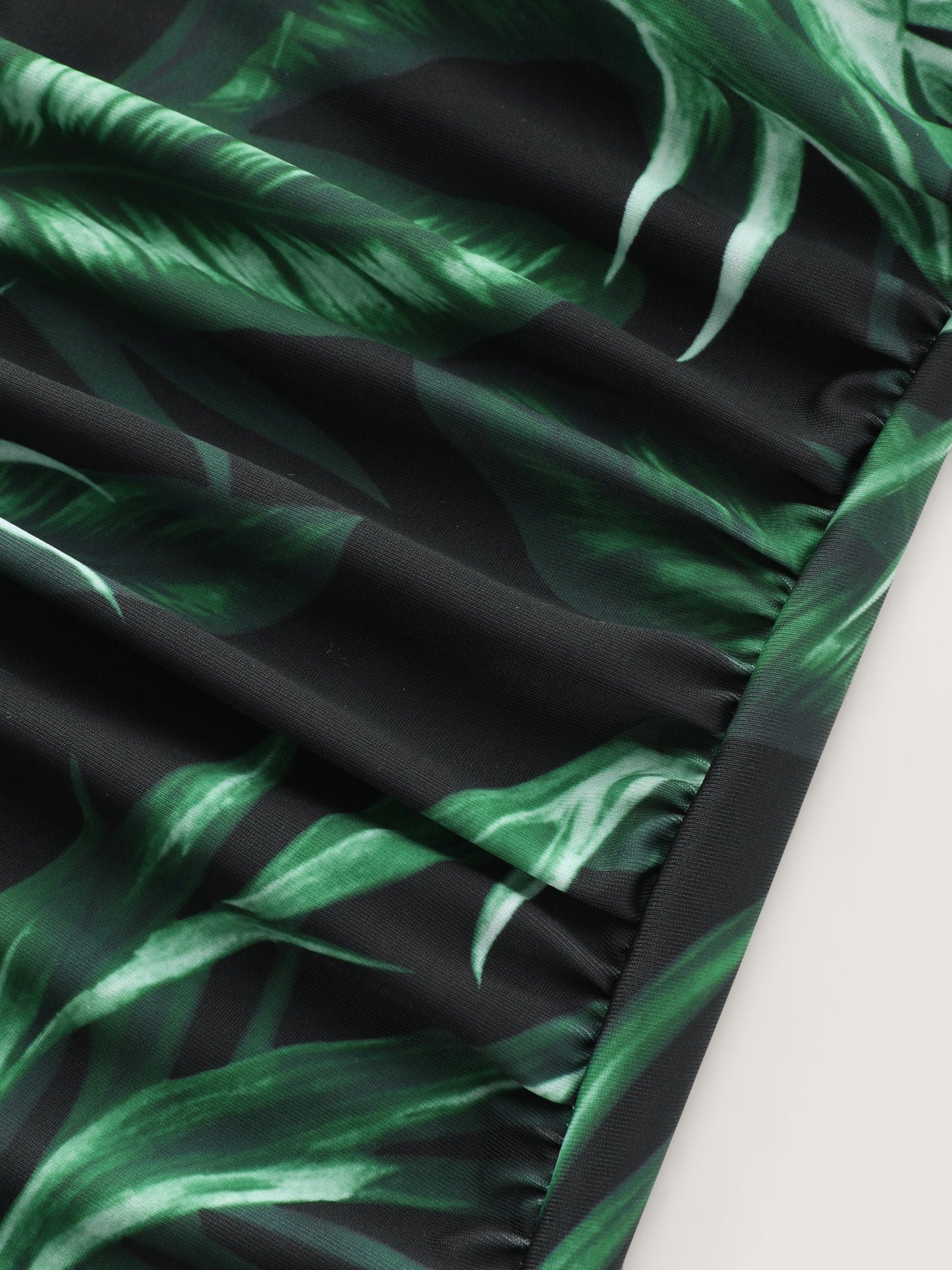 Tropical Plant Print One-Piece Swimsuit Set