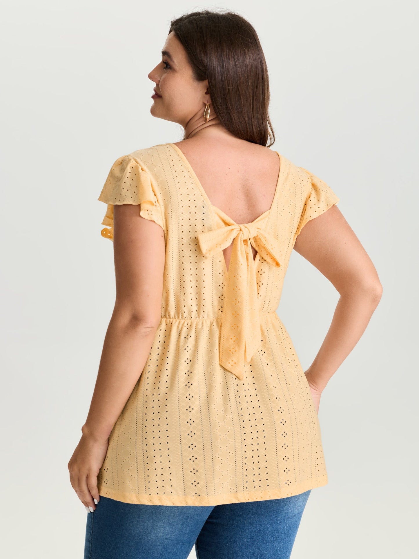 Textured V-Neck Babydoll Knit Top