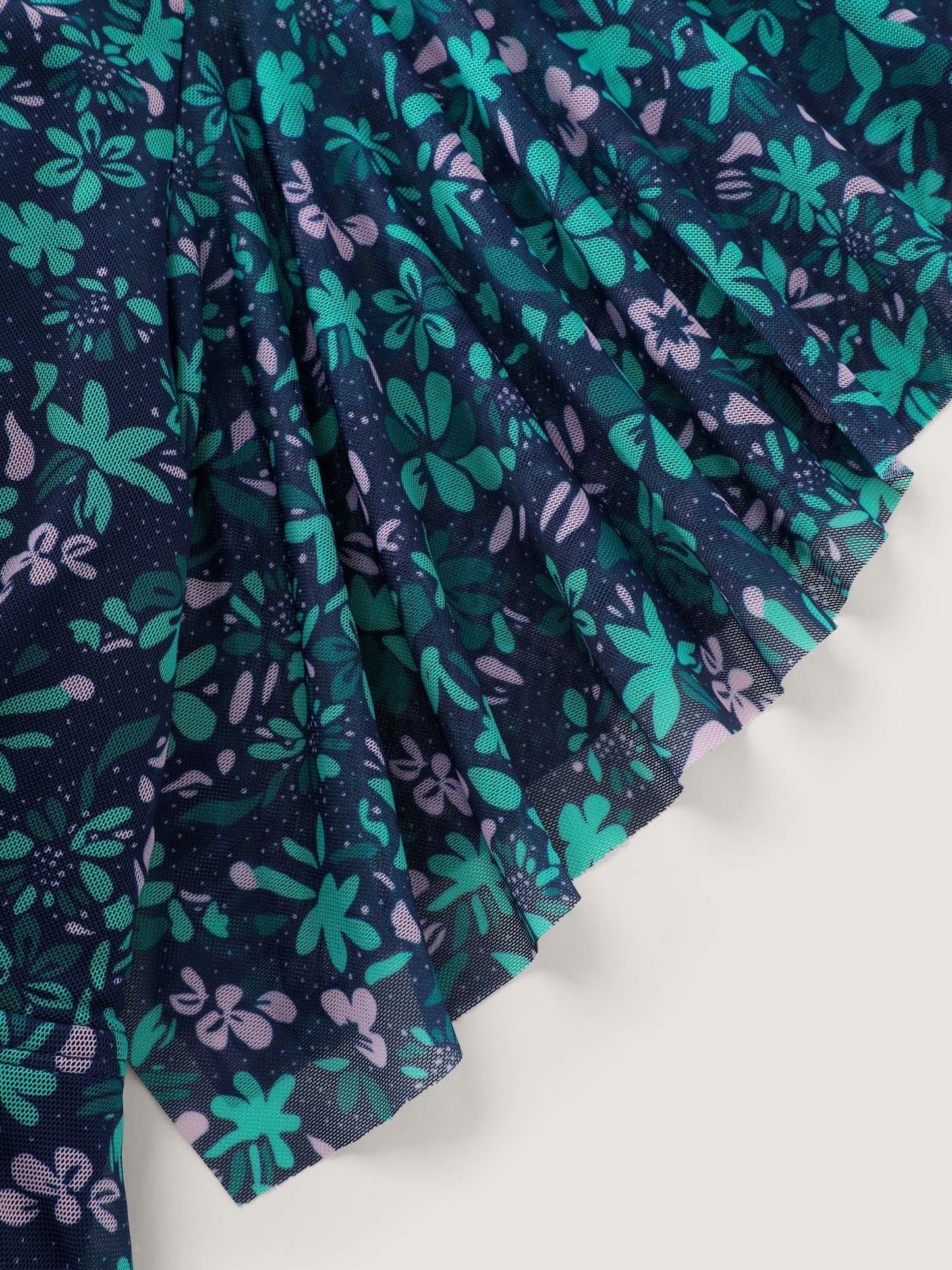 Colorful Sheer Floral Print Swim Dress