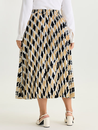 Abstract Print Pleated Maxi Dress