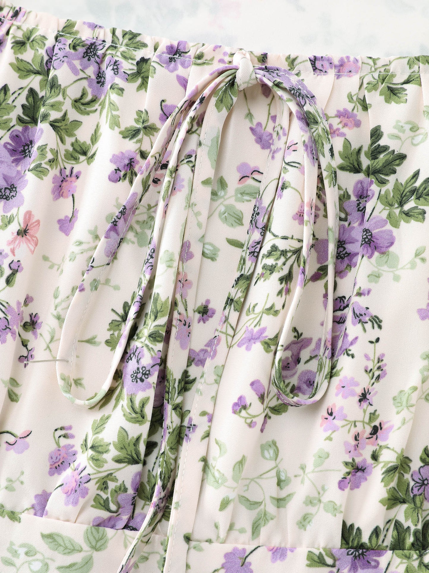 plus size  Floral Print Adjustable Bust-Tie Pockets Midi Dress
