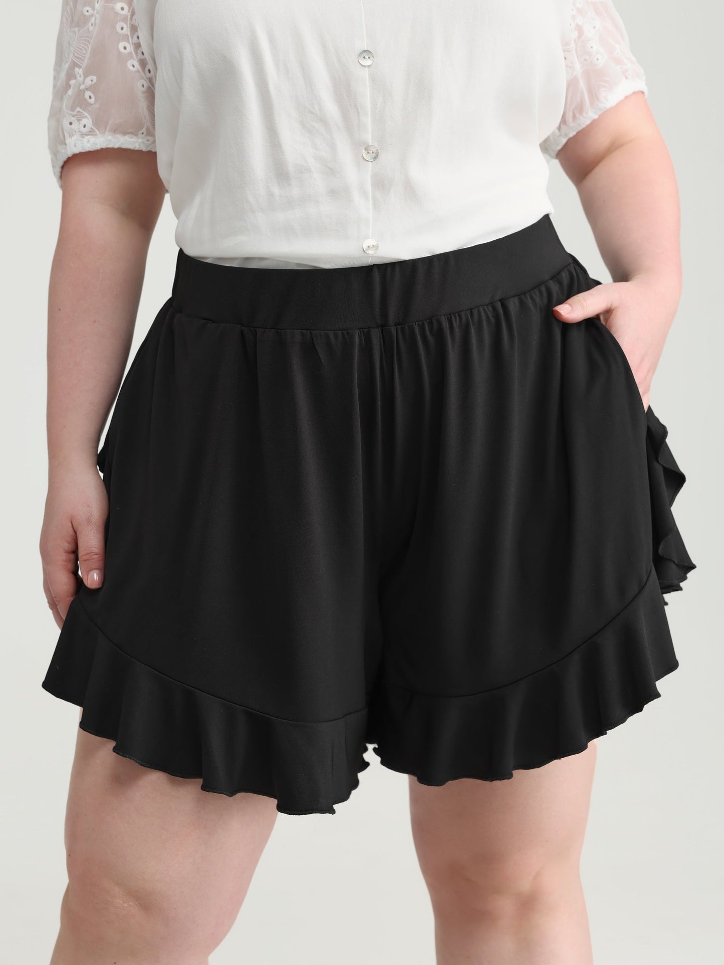 Lotus Leaf Wide-Leg Shorts