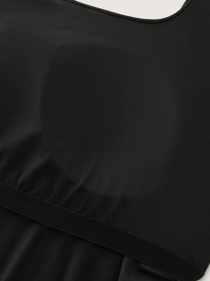 Mesh Rhinestone Padded Underwear Detail Midi Dress