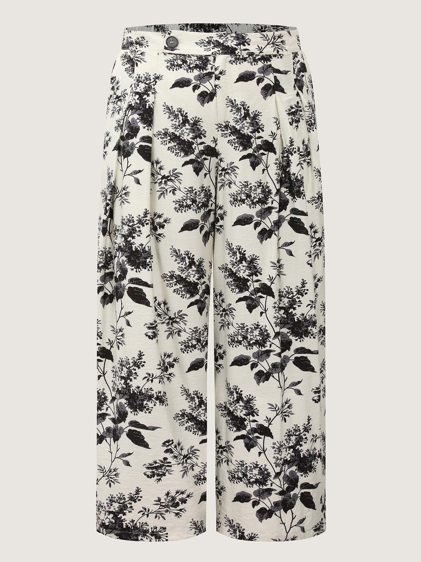 Silhouette Flower Print Wide-Leg Pants