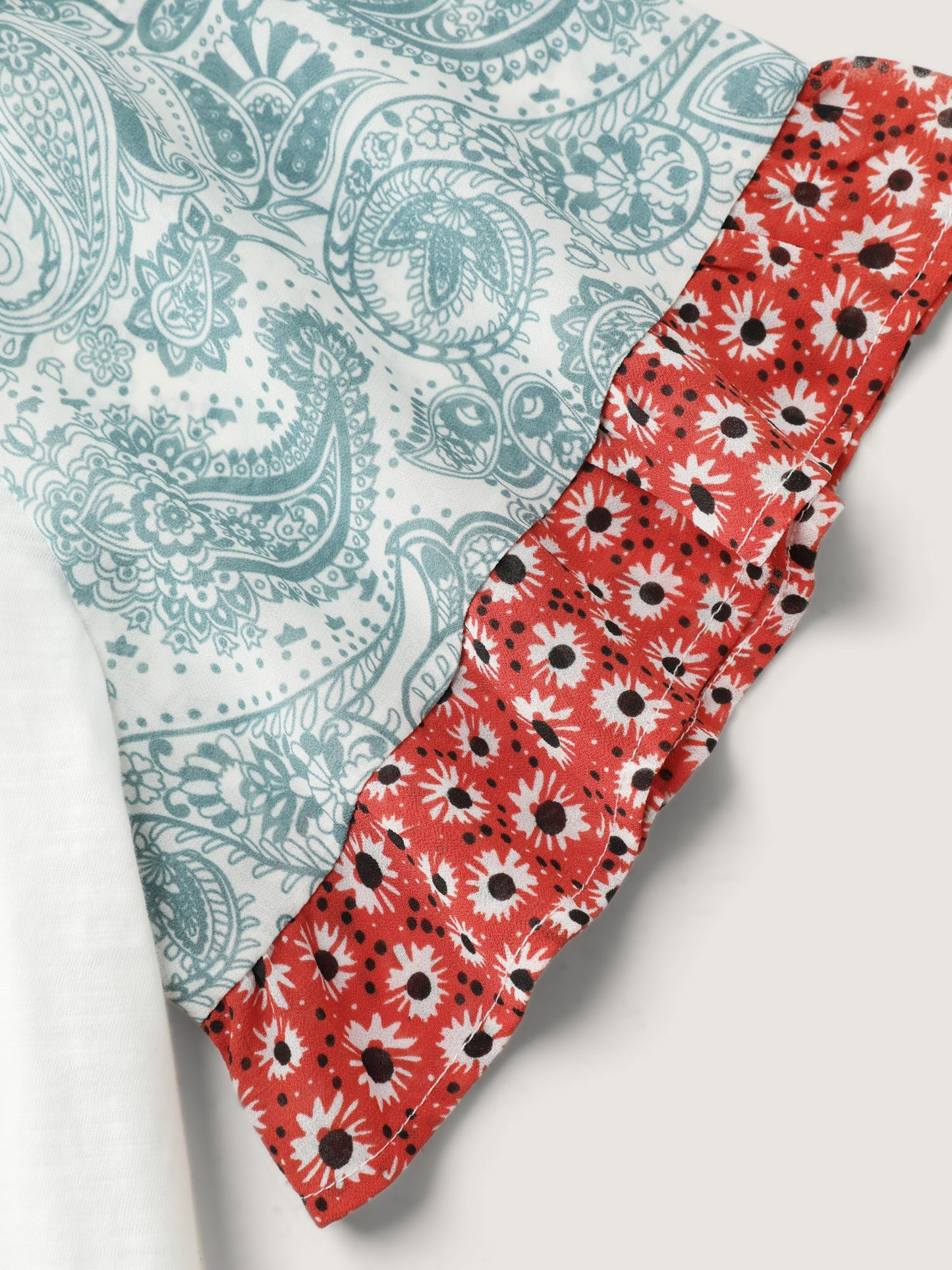 Pure Cotton Floral Sleeve Knotted T-Shirt