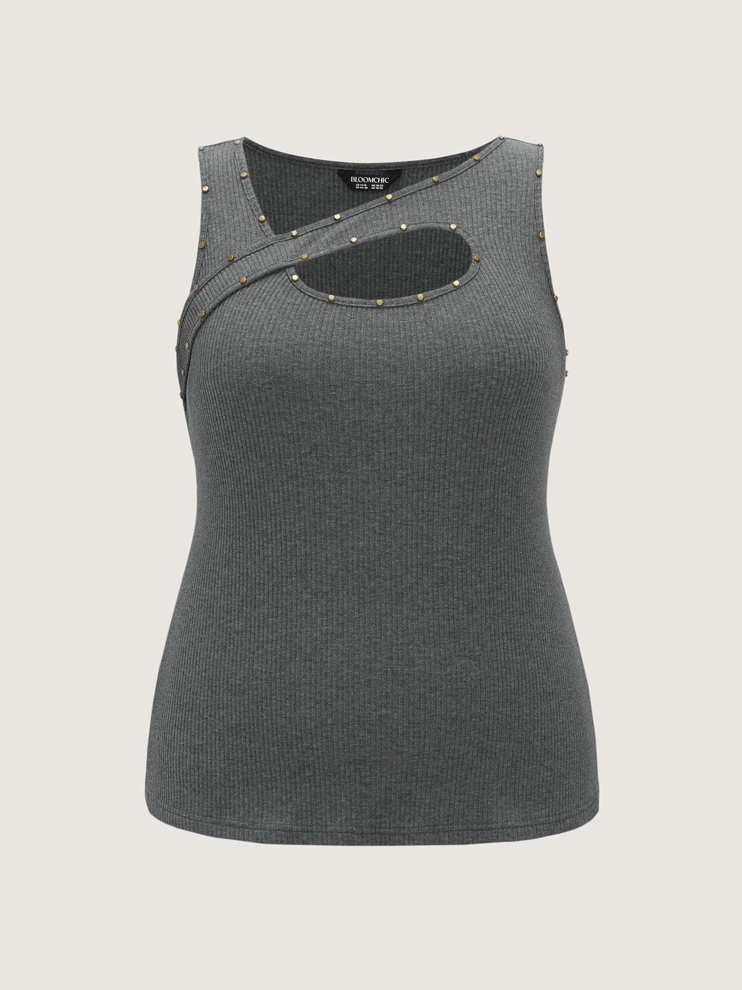 Cotton Ribbed Asymmetric Neckline Tank Top