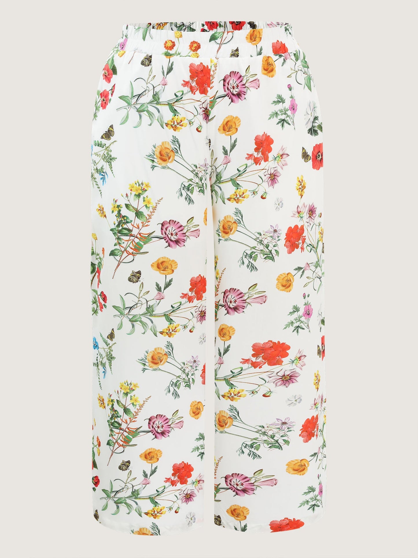 Floral Print Stretchy Waist Wide-Leg Pants