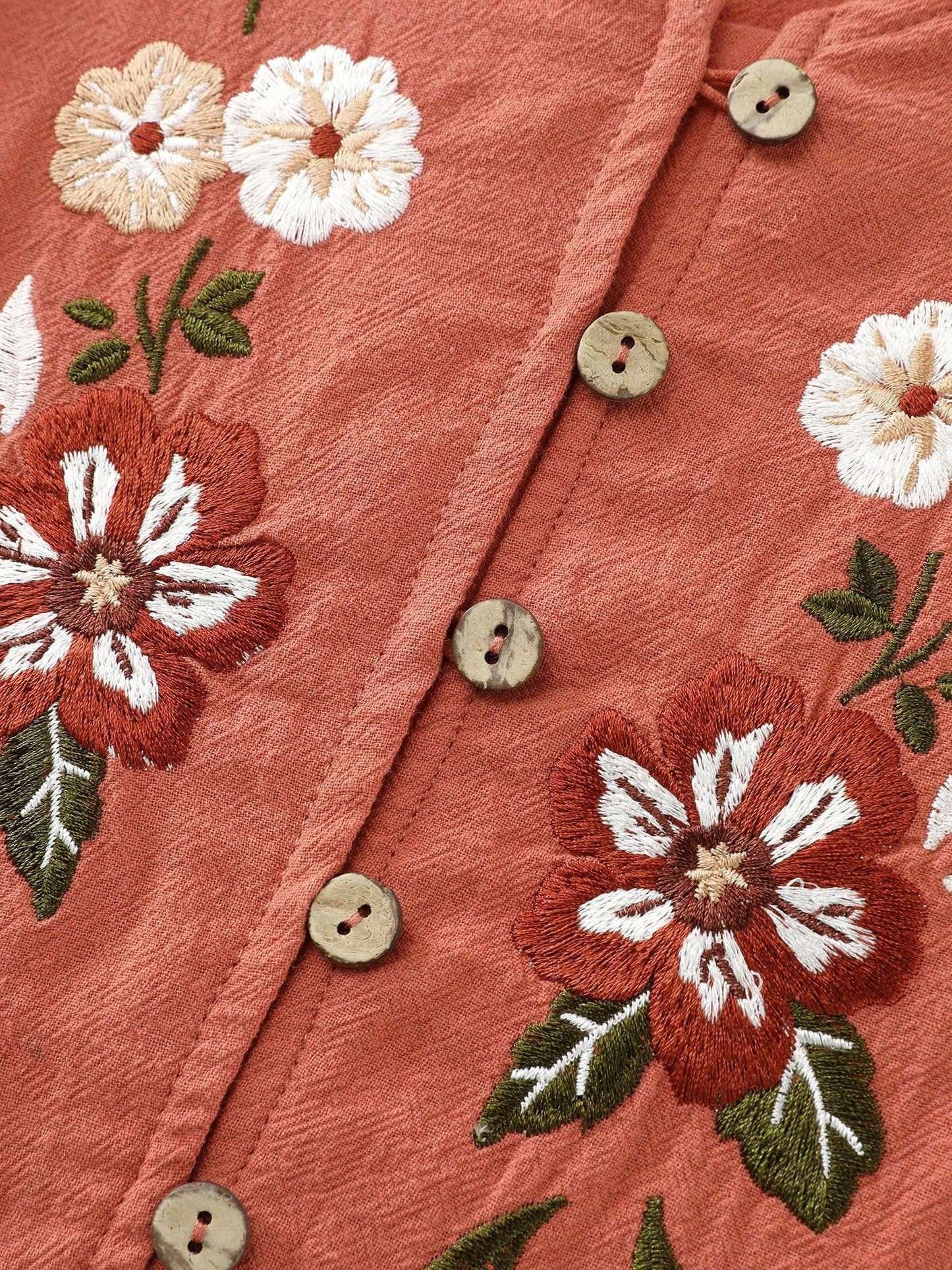 Cotton Floral Embroidery Tiered Mini Dress