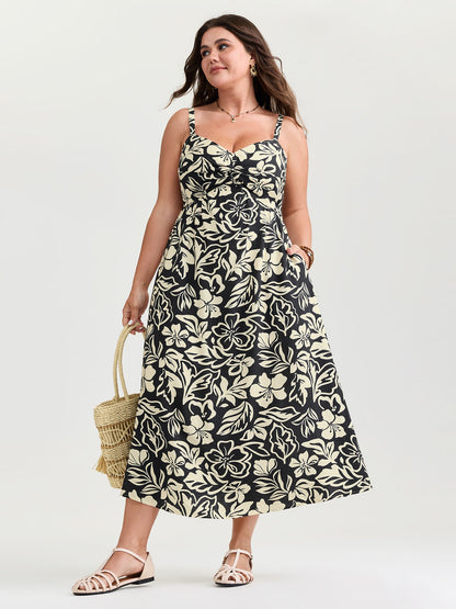 Supersoft Silhouette Flower Print Midi Dress