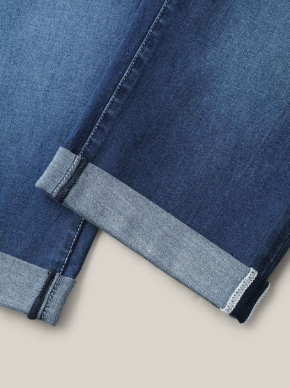 Folded Hem High-Rise Skinny-Fit Capri Jeans