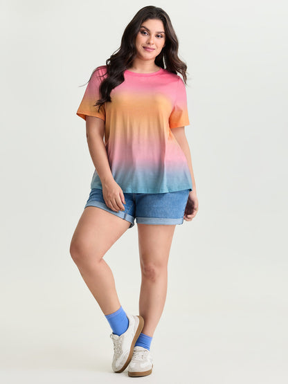 Ombre Gradient Round Neck T-Shirt